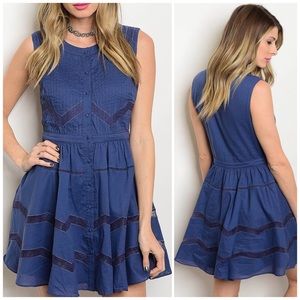 ❗️CLOSING SALE❗️Indigo Sleeveless Skater Dress